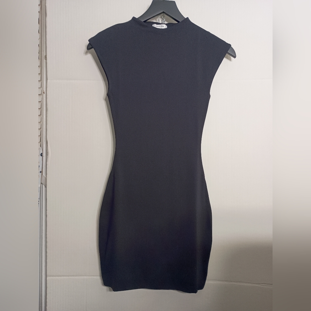 Second-skin mockneck mini dress